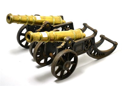 Lot 328 - Pair of brass cannons