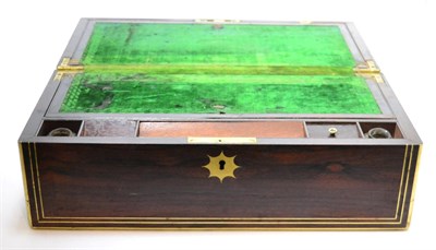 Lot 338 - A rosewood and brass bound writing slope