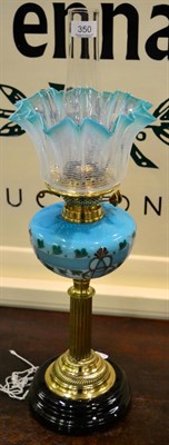 Lot 350 - Blue opaline oil lamp