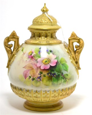 Lot 358 - A Royal Worcester twin-handled Pot Pourri jar and cover, with inner cover, model number 1995,...