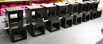 Lot 1004 - A quantity of black painted cubes with aluminum poles adjoining