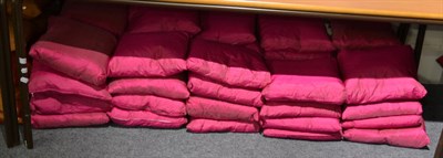 Lot 1011 - Forty one pink shot silk cushions