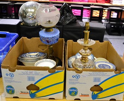 Lot 1027 - Quantity of dinnerware's including Royal Albert 'Silver Birch' pattern, a Victorian oil lamp...