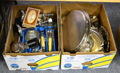 Lot 1041 - Two boxes of plated ware including hollow and flatware