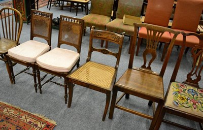 Lot 1096 - Three George III chairs and three late 19th century chairs (6)