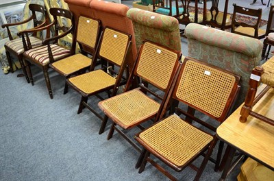 Lot 1097 - A wing back armchair, a Victorian nursing chair, a pair of elbow chairs (a.f.) and a set of...