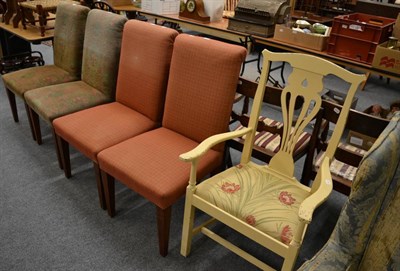 Lot 1098 - Four modern upholstered chairs and a painted chair (5)