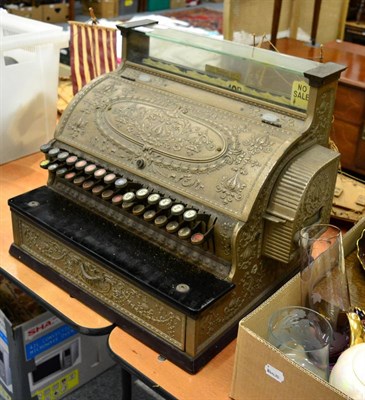 Lot 1107 - A late Victorian brass counter till labelled Stevensons