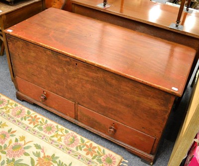 Lot 1118 - A pine blanket box fitted with two base drawers