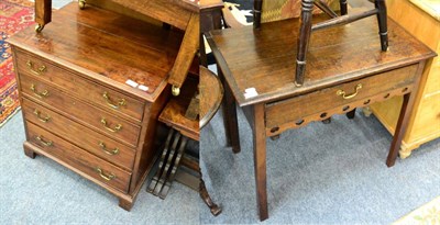 Lot 1122 - A George IV four height chest of drawers of small proportions together with an oak side table...