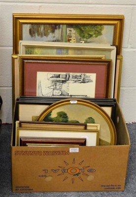 Lot 1137 - A watercolour signed J. Barrie Haste depicting Masham market place together with quantity of...