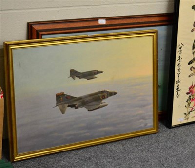 Lot 1142 - Geoffrey E. Lea, Jets in Formation,oil on canvas, signed and dated 1985 lower right, 51 cm by...