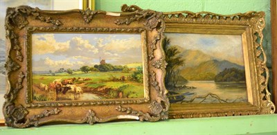 Lot 1156 - Attributed to Frederick Richard Lee, 19th century, cattle watering in a landscape, oil on...