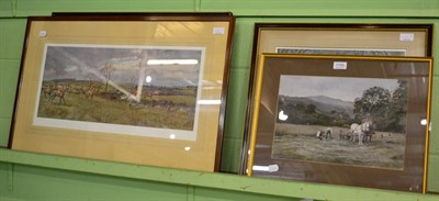 Lot 1158 - A hunting print signed by Lionel Edwards, another two by J A Stewart and Peter Biegle, together...