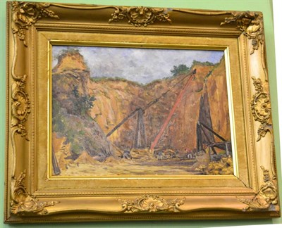 Lot 1169 - Arthur Newsholme, oil on board, Killinghall Quarry, dated '26