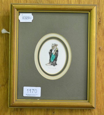 Lot 1170 - Jane Pinkney (British, 20th Century), Mouse Lawyer, watercolour, signed and dated 1988, 8cm...