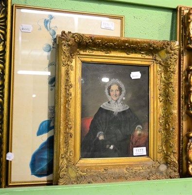 Lot 1177 - A portrait of a lady and a watercolour of flowers