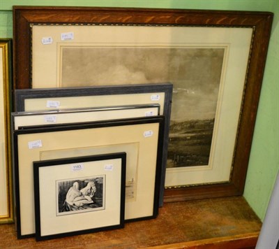 Lot 1183 - Two framed coloured engravings after Samuel Prout and four other framed prints (6)