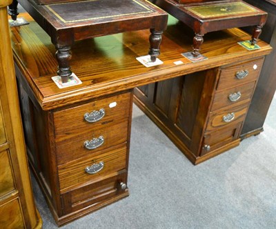 Lot 1233 - Elm twin pedestal desk&nbsp