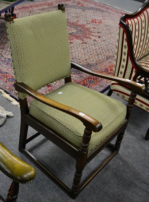 Lot 1257 - Carved dining chair with cushion seat and upholstered back