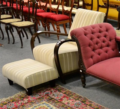 Lot 1266 - A Laura Ashley armchair, of recent date, upholstered in beige stripped fabric with curved...