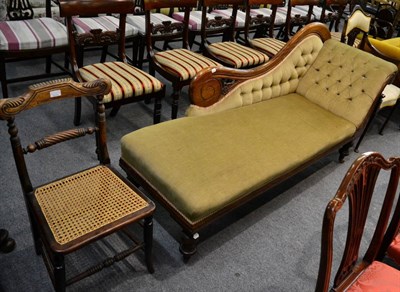 Lot 1274 - A chaise longue, bedroom chair and bergere chair (3)