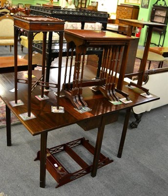 Lot 1287 - Reproduction mahogany nest of tables, rosewood side table, 19th century mahogany nightstand,...