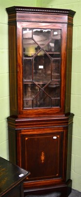 Lot 1319 - Glazed mahogany floor standing corner cupboard