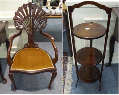 Lot 1343 - A single chair and cake stand