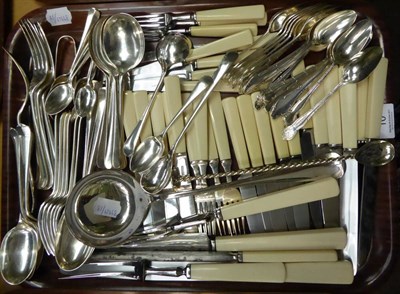 Lot 10 - A part service of electroplated Hanoverian pattern flatware, Goldsmiths & Silversmiths; resin...