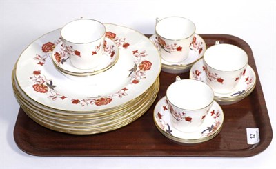 Lot 12 - Eight Royal Crown Derby Bali pattern plates, with eight matching saucers and four cups