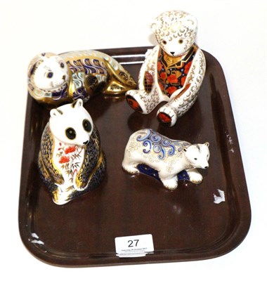 Lot 27 - Four Royal Crown Derby paperweights consisting of 'Polar Bear Cub standing'; 'Panda';...