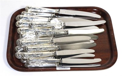 Lot 40 - A set of Kings pattern knives, comprising twelve table knives and eleven dessert knives,...