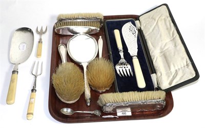 Lot 46 - A collection of assorted silver brushes, crumb scoop etc
