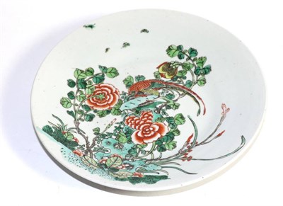 Lot 50 - A Chinese porcelain dish, 19th century, painted in famille verte enamels with a pheasant...