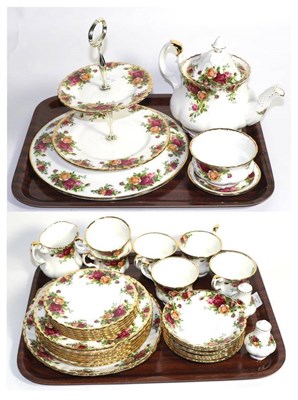 Lot 55 - Royal Albert 'Old Country Roses' pattern tea/dinner service (two trays)