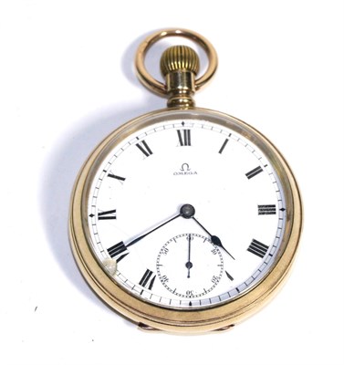 Lot 63 - A 9 carat gold open faced pocket watch, signed Omega