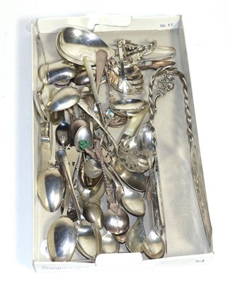 Lot 79 - A collection of assorted spoons including caddy, tea and tourist examples, 19/20th century,...