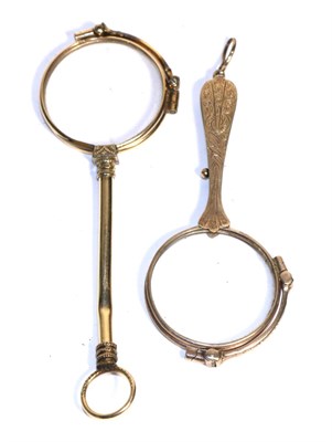 Lot 92 - Two pairs of 19th century gilt lorgnettes (2)