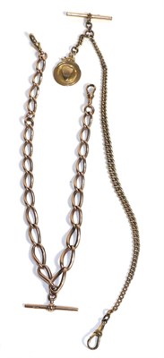 Lot 97 - A 9 carat rose gold chain and  a yellow metal chain with attached 9ct gold medal (2)