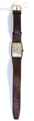 Lot 103 - An 9ct gold wristwatch, signed J.W. Benson, 1951, lever movement signed, silvered dial with...