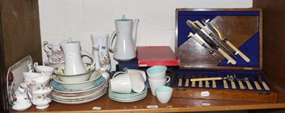 Lot 150 - Oak cased carving set, cased flatware, Royal Albert tea set etc