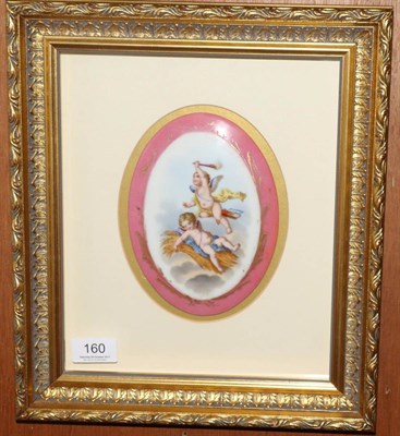 Lot 160 - A Sevres style painted porcelain plaque