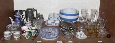 Lot 166 - A silver and glass swan, drinking glasses, TG Green blue banded bowls etc