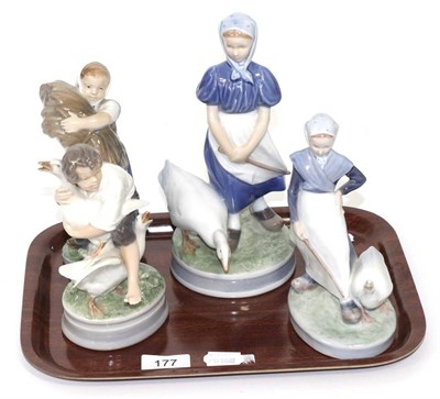 Lot 177 - Four Royal Copenhagen figures model numbers 528, 527, 2139 and 908