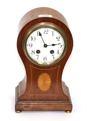 Lot 190 - An inlaid balloon shaped striking mantel clock