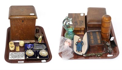 Lot 223 - A group of miscellaneous items including an early 20th century oak desk top correspondence box,...