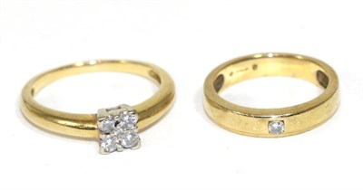 Lot 252 - A diamond square set ring and an 18 carat gold gypsy set diamond ring (2)