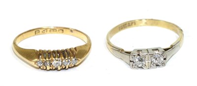 Lot 256 - A diamond two stone ring and an 18 carat gold diamond ring (2)