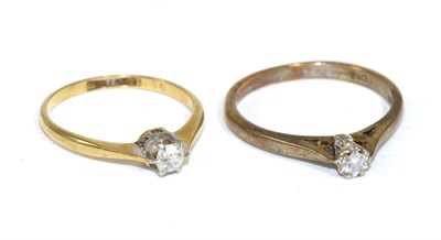 Lot 259 - Two solitaire diamond rings (2)